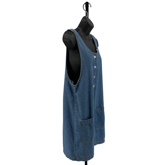 Tape Measure Short Dress WMNS M #D2090581T Light Wash Denim Blue Sleeveless Mini - Picture 2 of 6